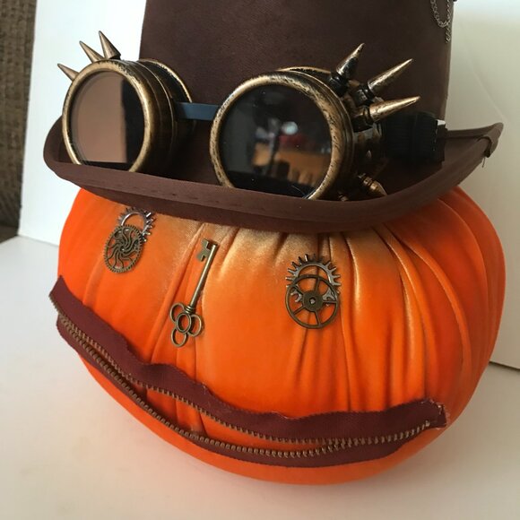 Orange Steampunk Velvet Pumpkin 🎃 - Picture 8 of 12